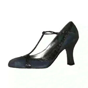 Ann Taylor LOFT Vintage Sydney T-Strap Black Suede Heels Women’s Size 6.5